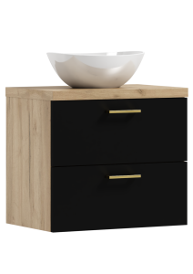Podwieszana szafka 53,2x50,5x40,6cm czarny front z umywalką LUNA 50 ADK MEBLE 