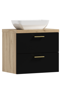 Podwieszana szafka 53,2x50,5x40,6cm czarny front z umywalką LUNA 60 ADK MEBLE