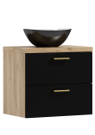 Podwieszana szafka 53,2x50x40,6cm czarny front z umywalką czarną LUNA 50 ADK MEBLE 