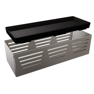 Osłonka na doniczki 370x100x134 mm  na trzy doniczki paski, Stal nierdzewna polerowana