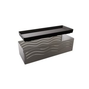 Osłonka na doniczki 370x100x134 mm  na trzy doniczki fale, Stal nierdzewna polerowana 
