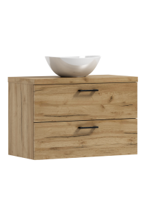Podwieszana szafka 53,2x80,5x40,6cm dąb craft złoty z umywalką LUNA 80 ADK MEBLE