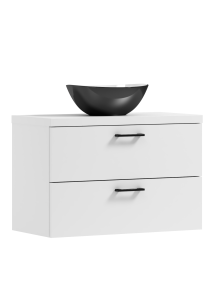 Podwieszana szafka 53,2x80x40,6cm biała z umywalką czarną LUNA 80 ADK MEBLE