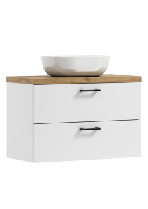 Podwieszana szafka 53,2x80,5x40,6cm biała/craft złoty z umywalką LUNA 80 ADK MEBLE