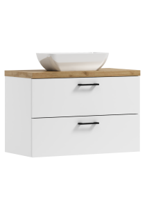 Podwieszana szafka 53,2x80,5x40,6cm biała/craft złoty z umywalką LUNA 80 ADK MEBLE