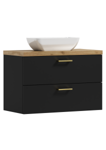 Podwieszana szafka 53,2x80,5x40,6cm czarna/craft złoty z umywalką LUNA 80 ADK MEBLE