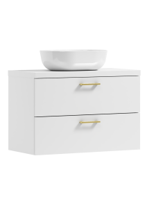 Podwieszana szafka 53,2x80,5x40,6cm biała/złote uchwyty z umywalką LUNA 80 ADK MEBLE