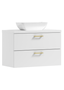 Podwieszana szafka 53,2x80,5x40,6cm biała/złote uchwyty z umywalką LUNA 80 ADK MEBLE 