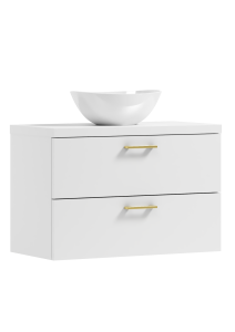 Podwieszana szafka 53,2x80,5x40,6cm biała/złote uchwyty z umywalką LUNA 80 ADK MEBLE