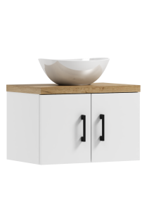 Podwieszana szafka 38,2x80,5x40,5cm biała/craft złoty z umywalką MARKUS 80 ADK MEBLE
