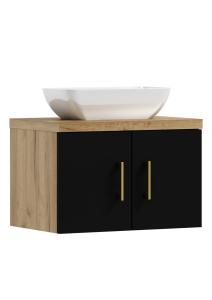 Podwieszana szafka 38,2x80,5x40,5cm craft złoty/czarny z umywalką MARKUS 80 ADK MEBLE