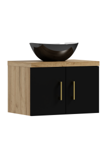 Podwieszana szafka 38,2x80,5x40,5cm craft złoty/czarny z umywalką MARKUS 80 ADK MEBLE