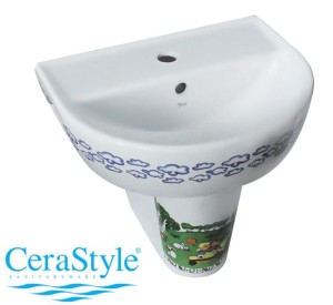 Umywalka z półpostumentem dla dzieci 35x45x18 cm podwieszana ceramiczna  , Yumurcak  CeraStyle