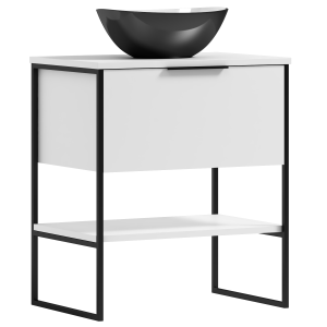 Szafka łazienkowa 80x46,5x80,5cm z umywalką biała drewno/metal KUBA 80 ADK MEBLE