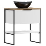 Szafka łazienkowa 80x46,5x60,5cm z umywalką biała, złoty craft/metal KUBA 60 ADK MEBLE