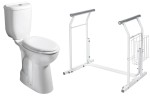 Kompakt WC CREAVIT dla osób niepełnosprawnych ,wysoki 45,5 cm z deską / pionowy odpływ + Podpora przenośna do WC 715x660x490 mm / 150 kg biały