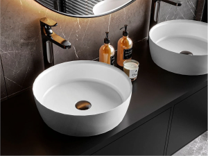Umywalka 40x40cm nablatowa z lanego marmuru JAKARTA Miraggio