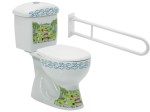 WC kompakt dla dzieci 56x32x61 cm odpływ pionowy+ spłuczka + deska biała , Yumurcak CeraStyle + Poręcz składana 600mm, biały