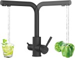 Bateria kuchenna 34cm  z funkcją wody pitnej/do filtra wody, obracana 360°, dwuuchwytowa, czarna 