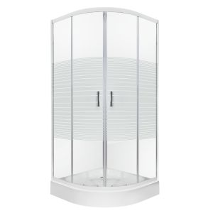 Kabina natryskowa 80x80x206 cm / 4 mm z brodzikiem 16 cm, białe pasy Madera 
