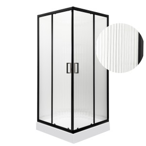 Kabina natryskowa 80x80x205 cm/ 6mm  z  brodzikiem  , szkło ryflowane , czarna Soho SQ BL