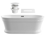 Wanna wolnostojąca akryl  160x79x60 cm / 269 L + maskownica przelewu, odpływ wannowy 6/4" klik-klak biały połysk , biała ANTIK 