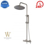 Zestaw natryskowy  103-137 cm , deszczownica 25 cm+ bateria termostatyczna ze stali szczotkowanej Caral/ WYSYŁKA 24H