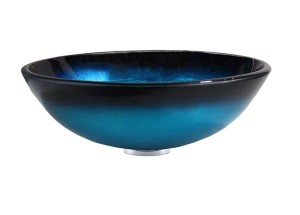 Umywalka szklana 42x42x14 cm okrągła, niebieska cieniowana Alberga