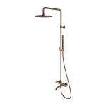 Zestaw termostatyczny  z deszczownicą  25 cm , wannowo-prysznicowy 113,5 /152 cm ścienny  miedź połysk PVD Y