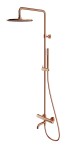 Zestaw termostatyczny  z deszczownicą  25 cm , wannowo-prysznicowy 113,5 /152 cm ścienny  miedź szczotkowana PVD Y 