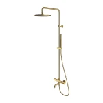 Zestaw termostatyczny  z deszczownicą  25 cm , wannowo-prysznicowy 113,5 /152 cm ścienny mosiądz szczotkowany PVD Y   