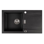 Zlewozmywak jednokomorowy SIGMA 76x44cm z ociekaczem czarny metaliczny