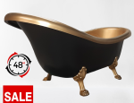 Wanna wolnostojąca RETRO ROSA 170cm Klik-Klak + syfon, KOMPOZYT BARWIONA W MASIE   złoto / czarna 48 h