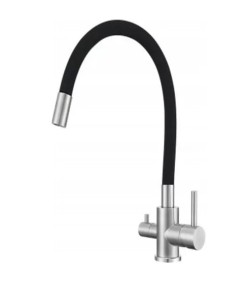 Bateria kuchenna 37 cm trójdrożna elastyczna, obrotowa 360° ,czarny mat / stal szczotkowana