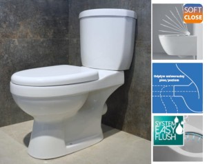 Kompakt WC premium 76,5x39x72 cm odpływ pion/ poziom +deska Soft Close duroplsast, biały Primero 
