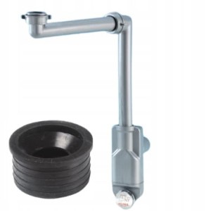 Syfon do umywalek z możliwością inspekcji, oszczędzający miejsce + Redukcja gumowa 40mm - 50mm , szaro srebrny mat LIRA  
