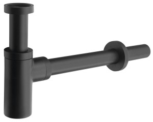 Syfon umywalkowy 5/4", odpływ 32 mm, okrągły – czarny mat