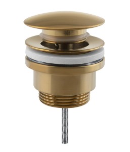 Odpływ umywalkowy 5/4" uniwersalny, klik-klak duży korek, 10-55mm, złoto mat 