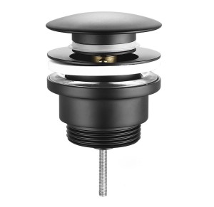 Odpływ umywalkowy 5/4" uniwersalny, klik-klak duży korek, 10-55mm, czarny mat  