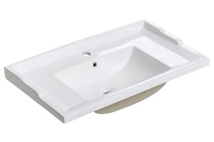 Umywalka ceramiczna  61 x 46 x 22 cm RETRO  z otworem na baterię i przelewem, biała z radem / WYSYŁKA 48H