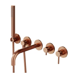 Bateria wannowa 5-otworowa podtynkowa z długą wylewką 22-23 cm , miedź szczotkowana PDV 