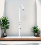 Prysznic zewnętrzny ogrodowy 233cm z termometrem aluminium  LUNA-ALU-BIANCA-LED