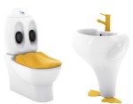ZESTAWA 3w1 DLA DZIECI : Kompakt WC CREAVIT z żółtą deską soft-close + Bateria zółta + Umywalka 523x633x395 mm CREAVIT DUCKY