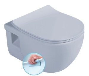 Miska WC wisząca 35,5x53 cm +deska ,  RIMLESS  / Water saving , BRILLA jasnoniebieski matowe