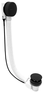 Zestaw odpływowy wannowy 600 mm  z korkiem automatycznym 72 mm, czarny mat