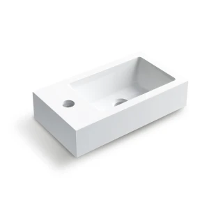 Umywalka nablatowa  40x 22x9,8 cm biała z konglomeratu