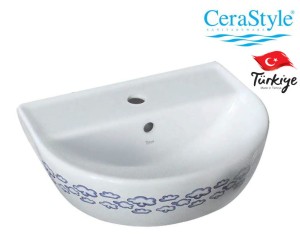 Umywalka dla dzieci 35x45x18  cm podwieszana ceramiczna we wzorki chmurki , Yumurcak CeraStyle