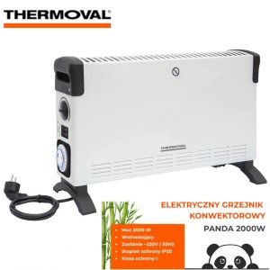 Grzejnik konwektorowy  z nawiewem 325x535x170 cm  do 35m2+ nóżki ,230 V / 50 Hz, 2000W  biały  PANDA