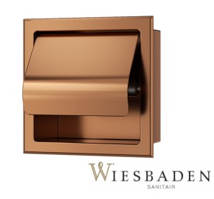 Wbudowany uchwyt na papier toaletowy 173x86,5 mm z pokrywą,Szczotkowana miedź brązowa PVD / Rocko