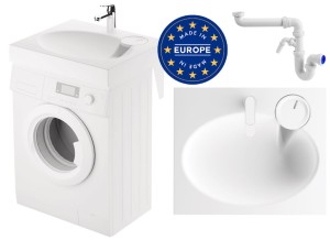 UMYWALKA  NA PRALKE 60x50x9 cm/głębokość pralki max 37cm+ SYFON I MYDELNICZKA ,  CLARO MINI